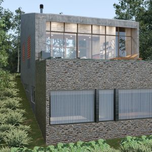 Fachada Posterior. (Ar:Co – Arquitetura Cooperativa).