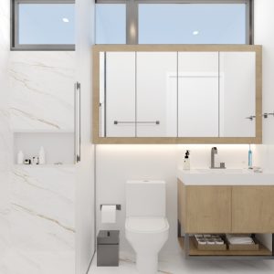 Banheiro dos Dormitórios. (Ar:Co – Arquitetura Cooperativa).