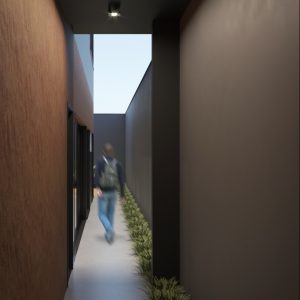 Corredor Lateral de Acesso a Casa. (Ar:Co – Arquitetura Cooperativa).