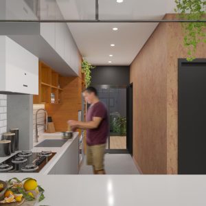 Cozinha. (Ar:Co – Arquitetura Cooperativa).