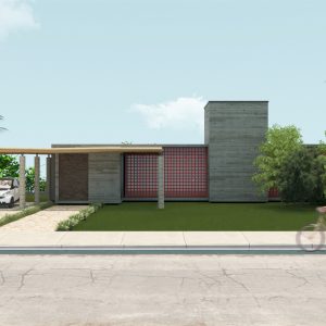 Fachada Frontal. (Ar:Co – Arquitetura Cooperativa).
