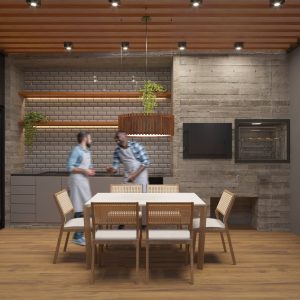 Opção com Espaço Gourmet (Ar:Co – Arquitetura Cooperativa).