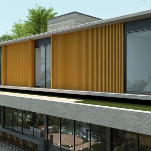 Detalhe Fachada Posterior. (Ar:Co – Arquitetura Cooperativa).