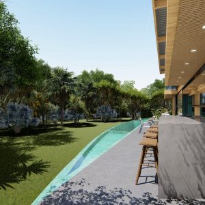 Vista da varanda norte para a área de preservação. (Ar:Co – Arquitetura Cooperativa).