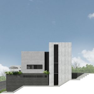 Fachada Lateral. (Ar:Co – Arquitetura Cooperativa).