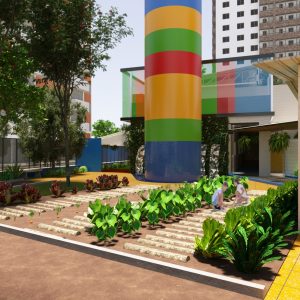 Vista da Horta Agroflorestal. (Ar:Co-Arquitetura Cooperativa).