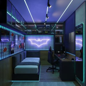Quarto Gamer – Iluminação 2. (Ar:Co-Arquitetura Cooperativa).