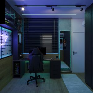 Quarto Gamer – Iluminação 2. (Ar:Co-Arquitetura Cooperativa).