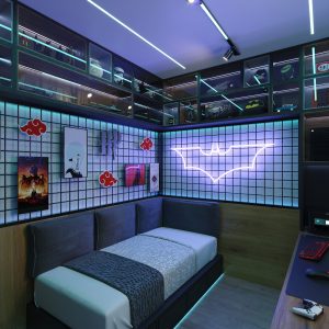 Quarto Gamer – Iluminação 2. (Ar:Co-Arquitetura Cooperativa).