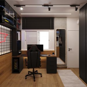 Quarto Gamer – Iluminação 1. (Ar:Co-Arquitetura Cooperativa).