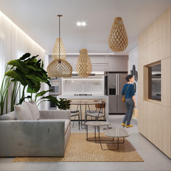 Sala de Estar / TV. (Ar:Co – Arquitetura Cooperativa).