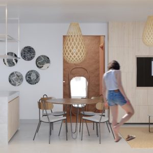 Sala de Estar / Jantar e Cozinha Integrada. (Ar:Co – Arquitetura Cooperativa).