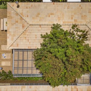 Vista aérea da Casa Escarlate. (Ar:Co – Arquitetura Cooperativa).