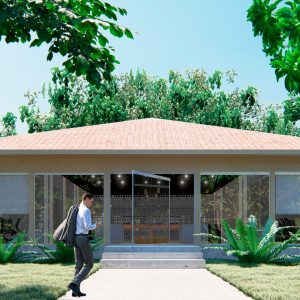 Fachada Frontal. (Ar:Co – Arquitetura Cooperativa).