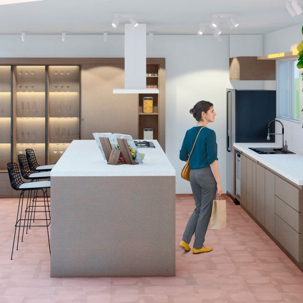 Vista da Cozinha. (Ar:Co – Arquitetura Cooperativa).