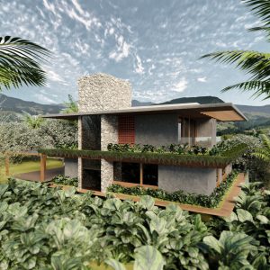 Fachada Lateral Direita. (Ar:Co – Arquitetura Cooperativa).