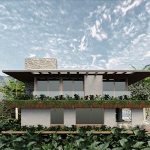 Fachada Lateral Esquerda. (Ar:Co – Arquitetura Cooperativa).