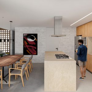 Cozinha. (Ar:Co – Arquitetura Cooperativa).