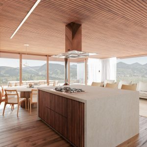 Sala de Estar / Jantar / Cozinha. (Ar:Co – Arquitetura Cooperativa).
