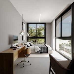 Suíte. (Ar:Co – Arquitetura Cooperativa).