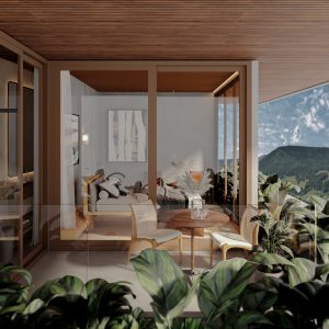 Varanda da Suíte Master. (Ar:Co – Arquitetura Cooperativa).